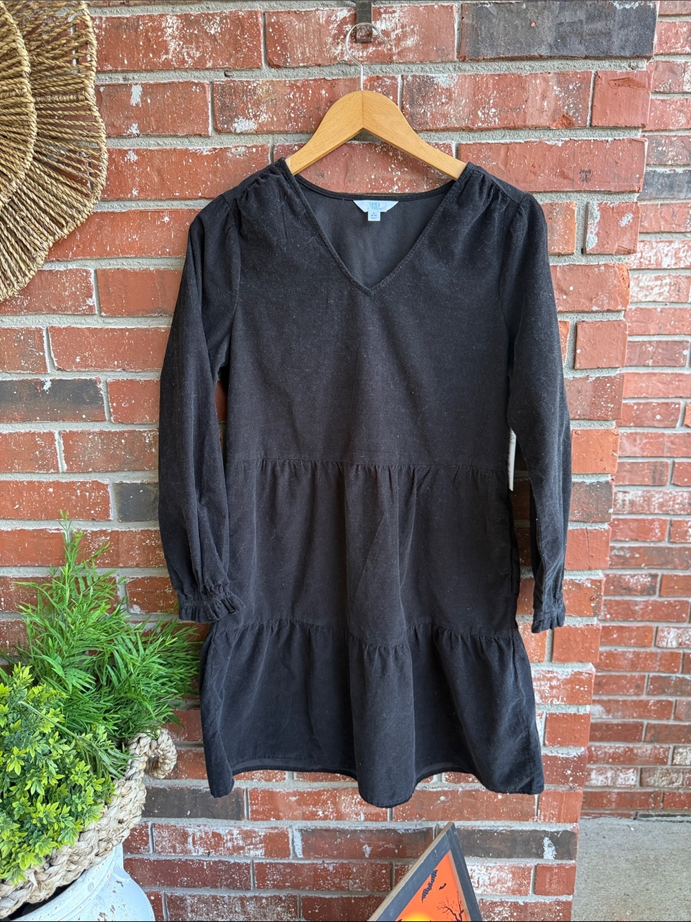 Time and Tru Black Long Sleeve Tiered Dress NWT